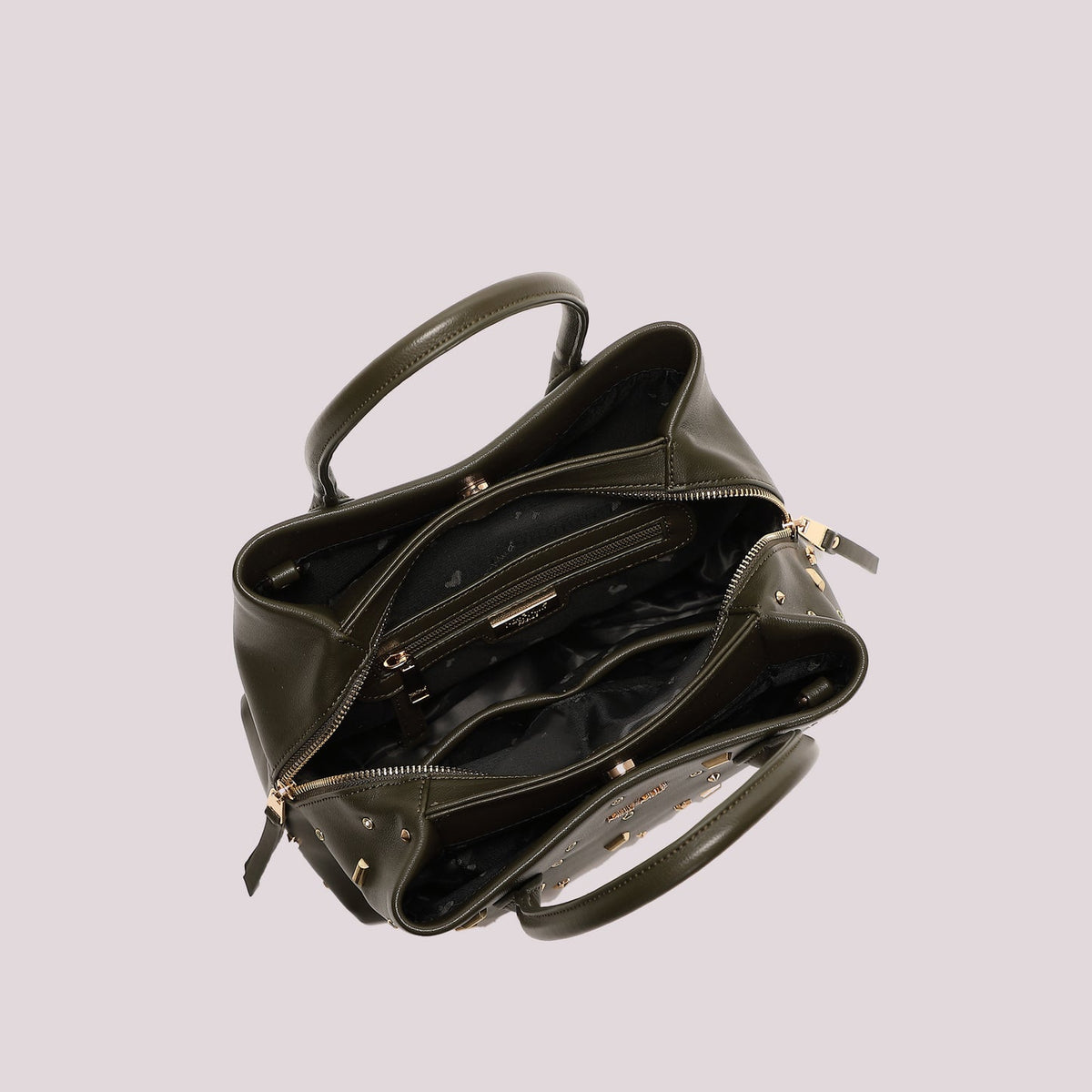 Borsa a Mano E tracolla Verde Militare con borchiette