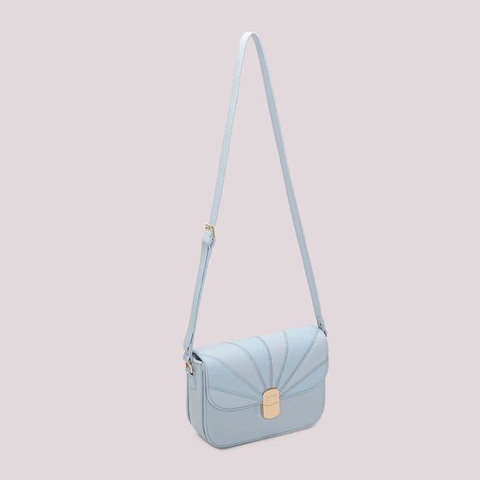 Borsa a Tracolla Con Patta Patchwork Azzurra