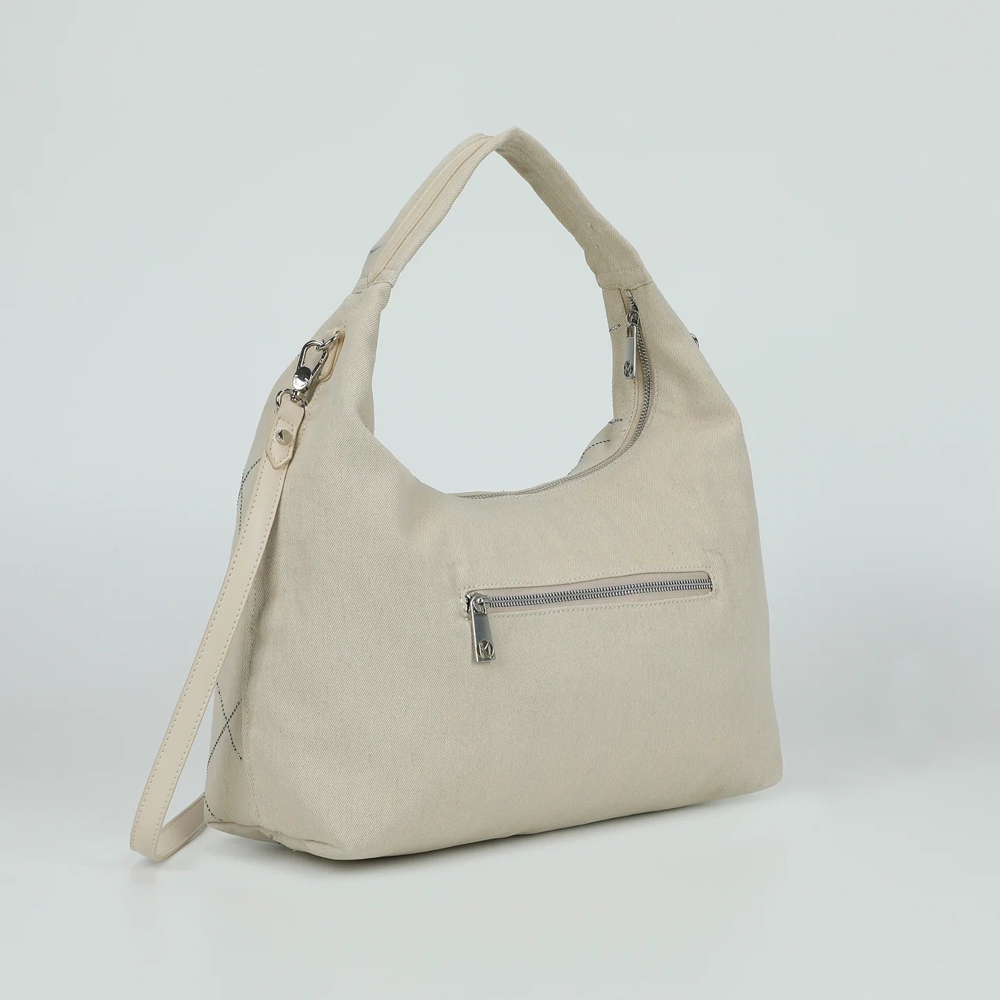 BORSA A SACCA IN JEANS chiaro CON STRASS