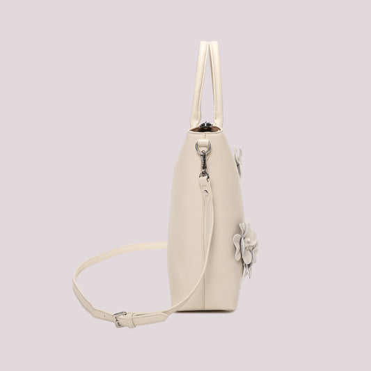 Shopper Con fiori Panna