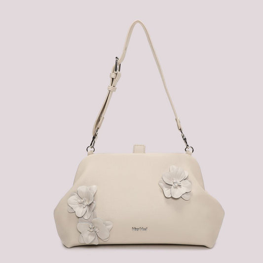 Borsa a Spalla Fiori Panna