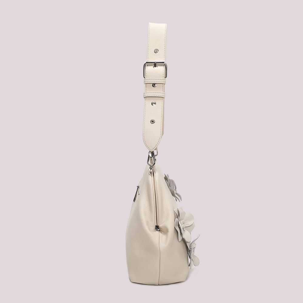 Borsa a Spalla Fiori Panna