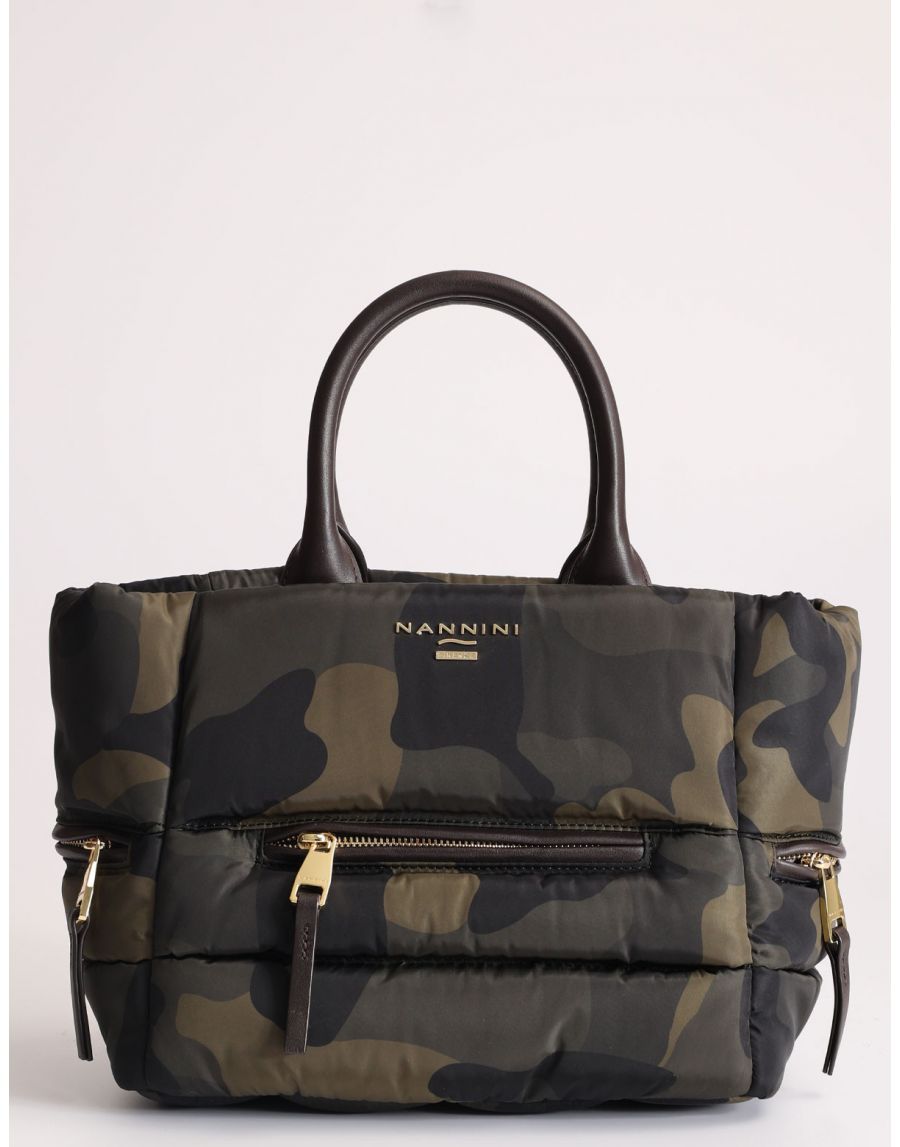 Borsa A Mano Tessuto Glassy Militare Nannini