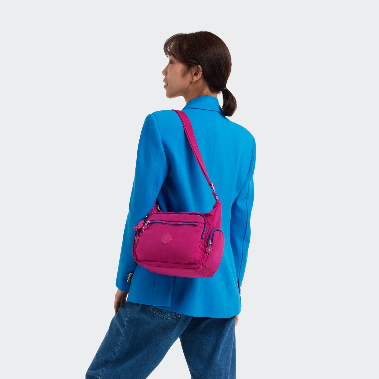 Borsa con Tracolla Regolabile Gabbie S Fucsia Kipling