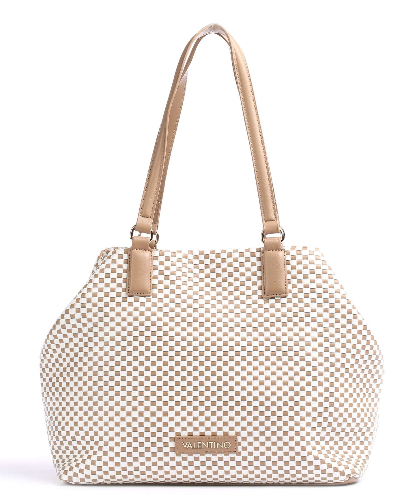 Shopper Bicolor Intrecciata Bianco/Camel Valentino by Mario Valentino