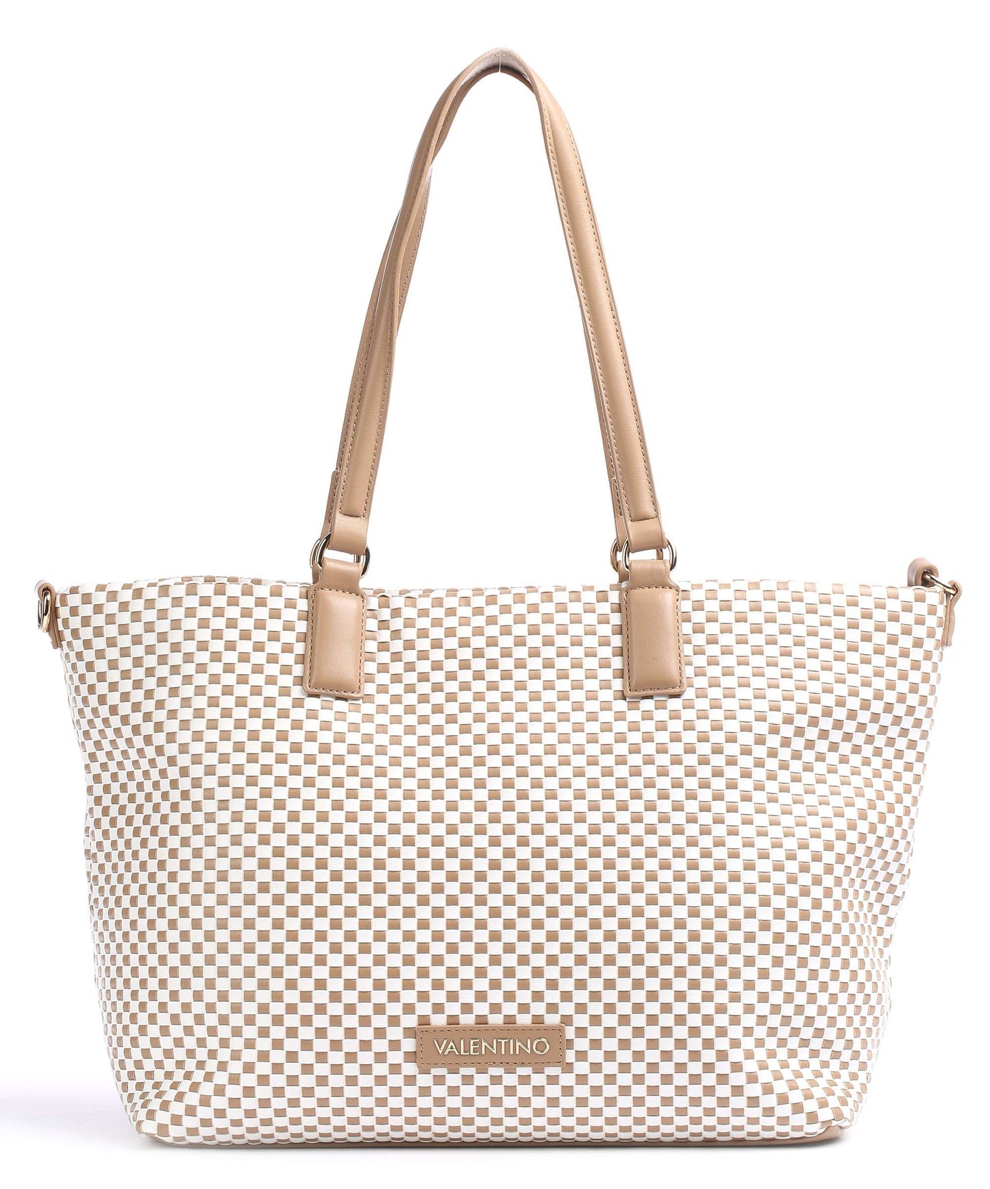 Shopper Bicolor Intrecciata Bianco/Camel Valentino by Mario Valentino