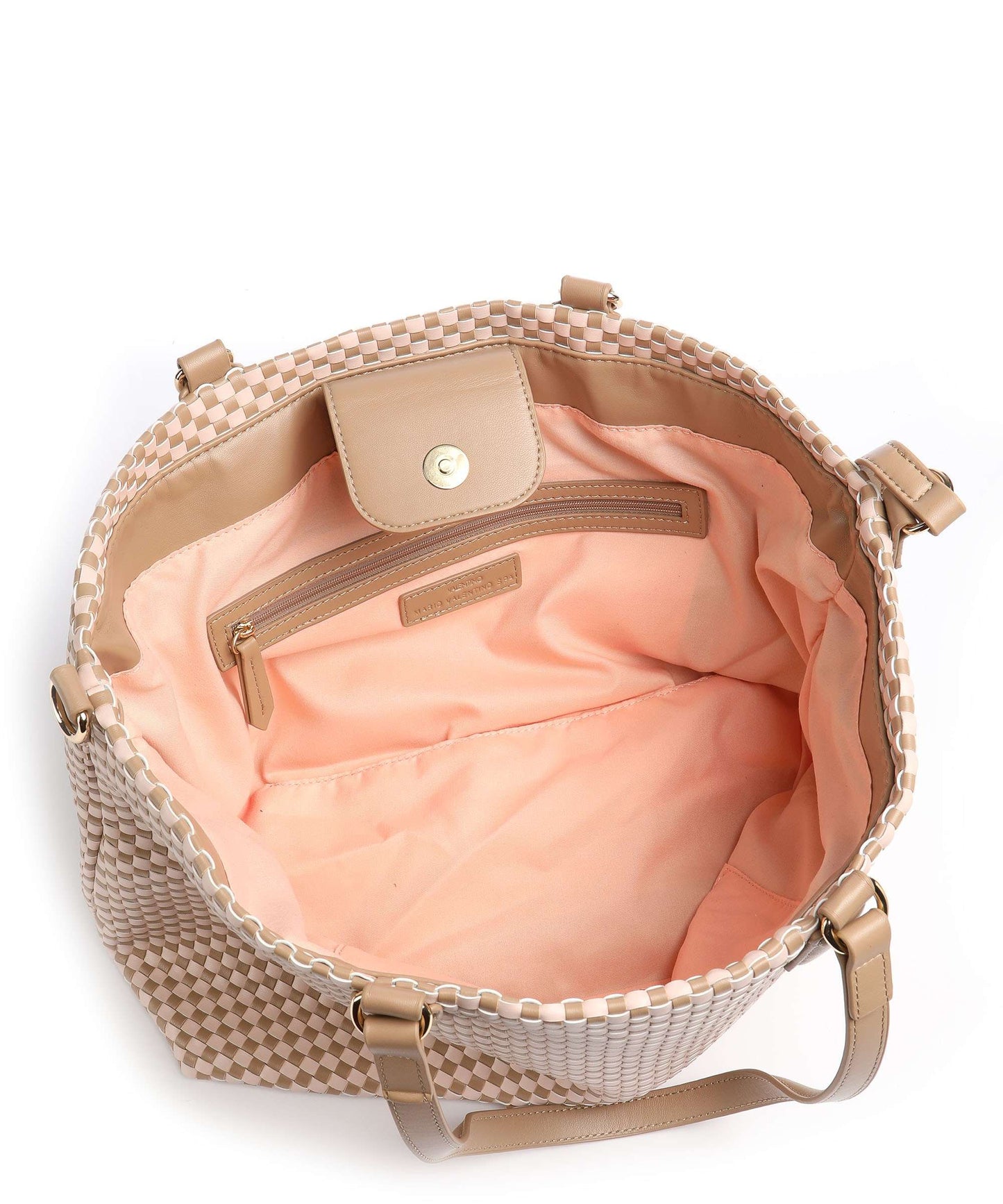Shopper Intrecciata Bicolor Cipria/Camel Valentino By Mario Valentino