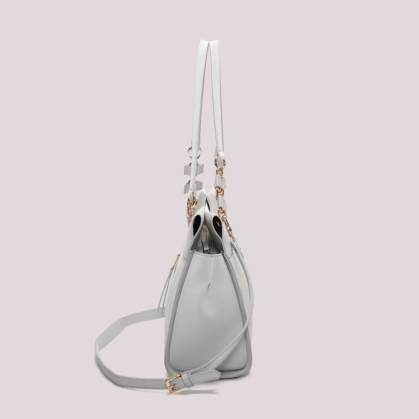 Shopper con Catena Elegante Grigio Perla
