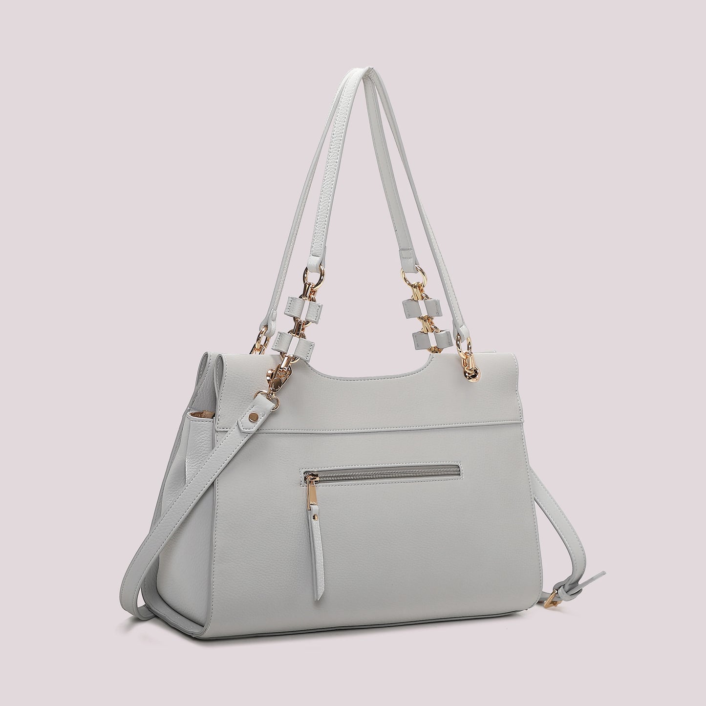 Shopper con Catena Elegante Grigio Perla