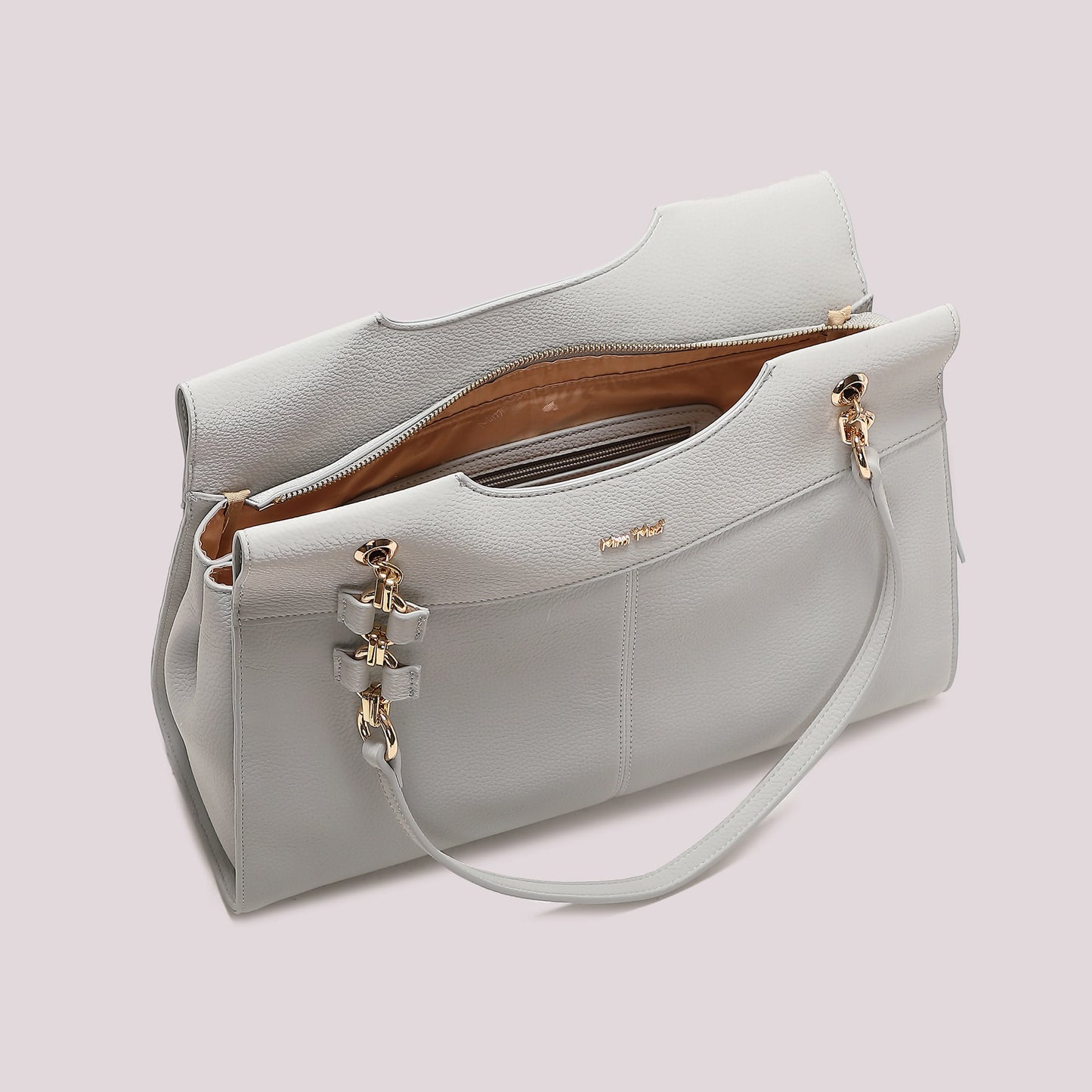 Shopper con Catena Elegante Grigio Perla
