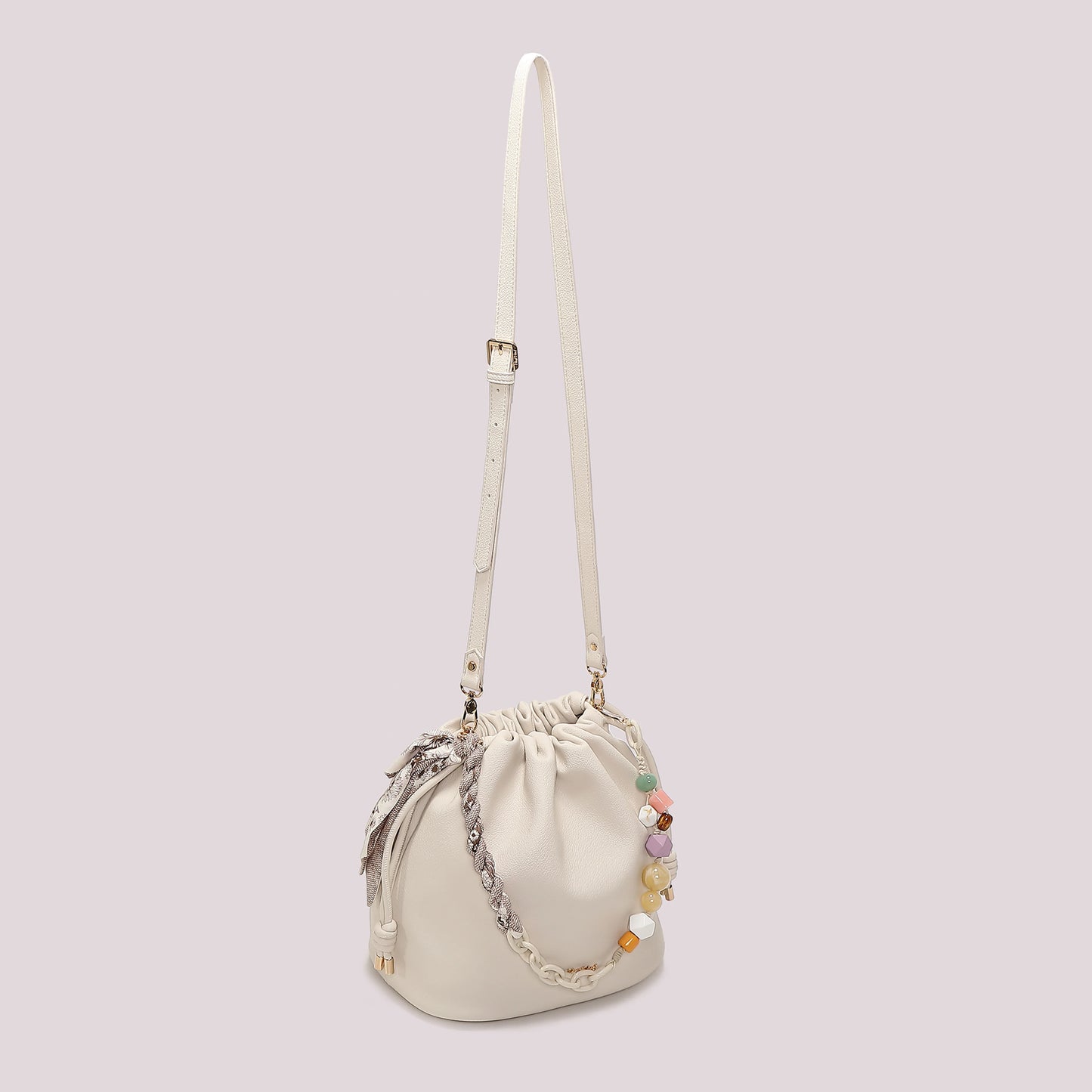 Borsa a Spalla Con Foulard Panna Mimì-Muà