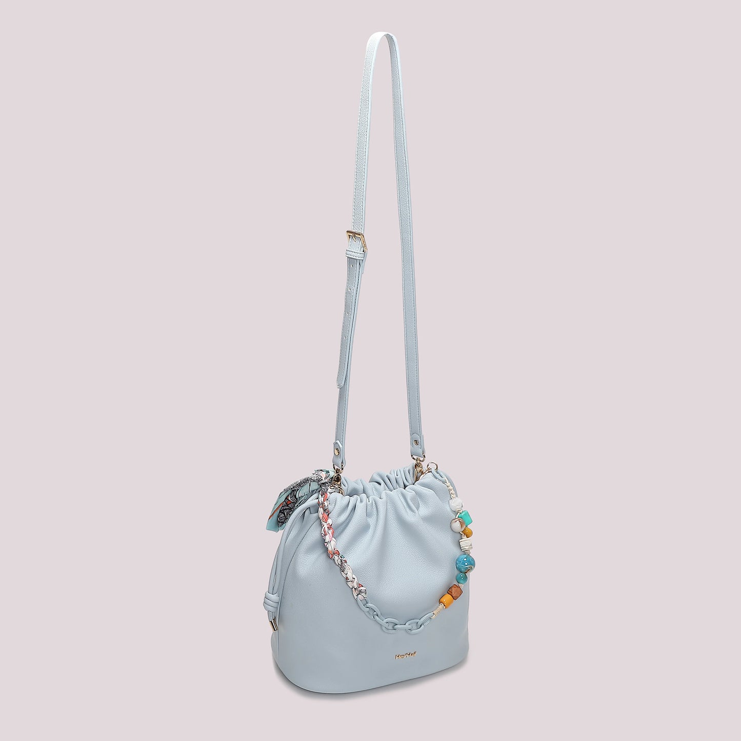 Borsa a Spalla Con Foulard Celeste