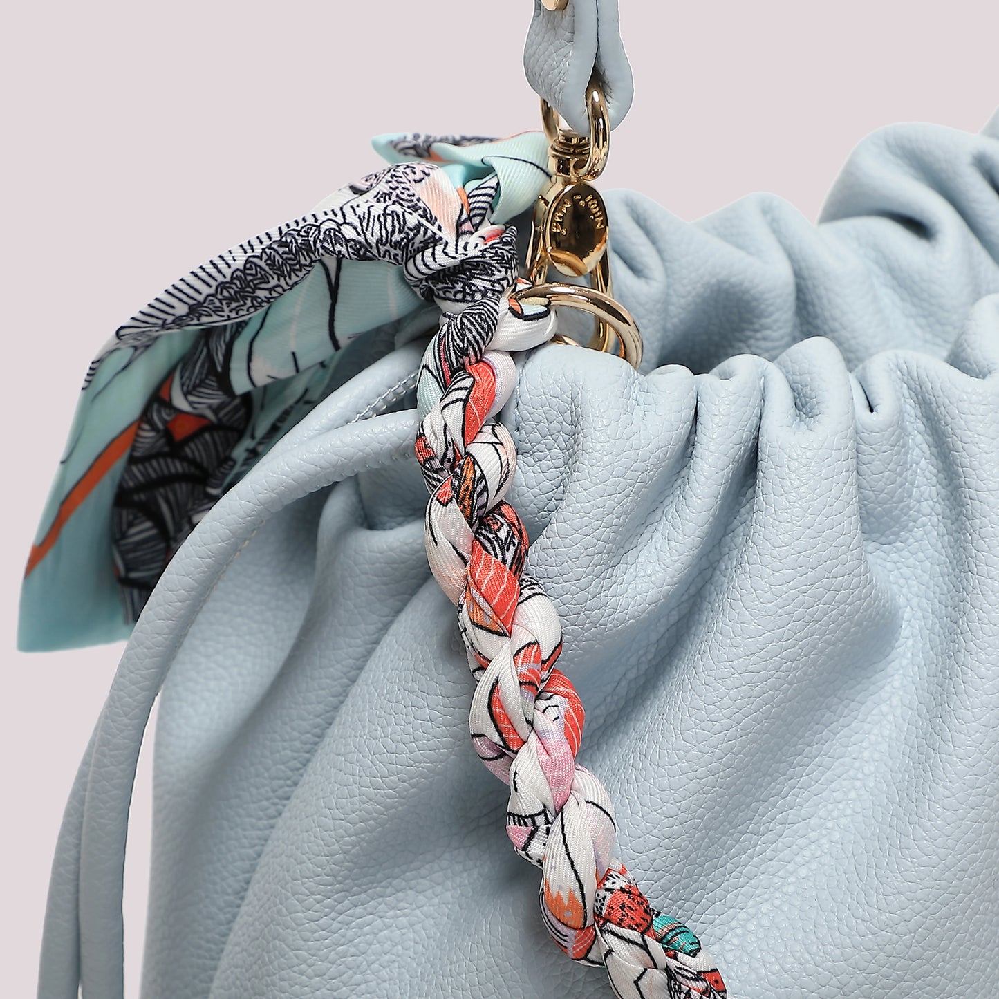 Borsa a Spalla Con Foulard Celeste
