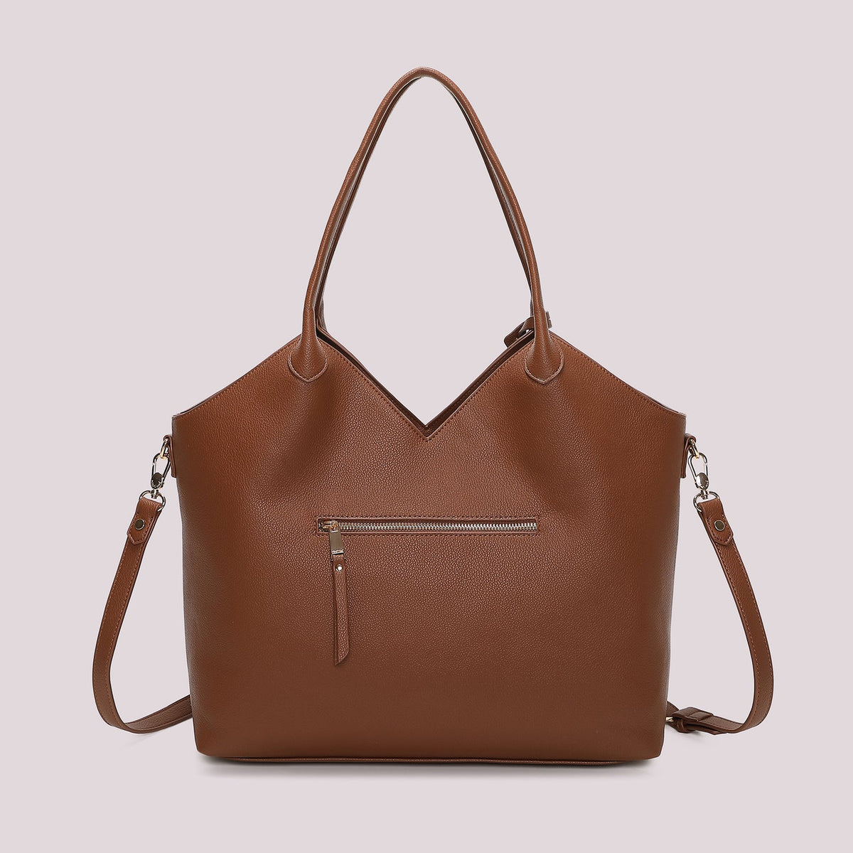 Borsa Shopping con Patch effetto camoscio cuoio