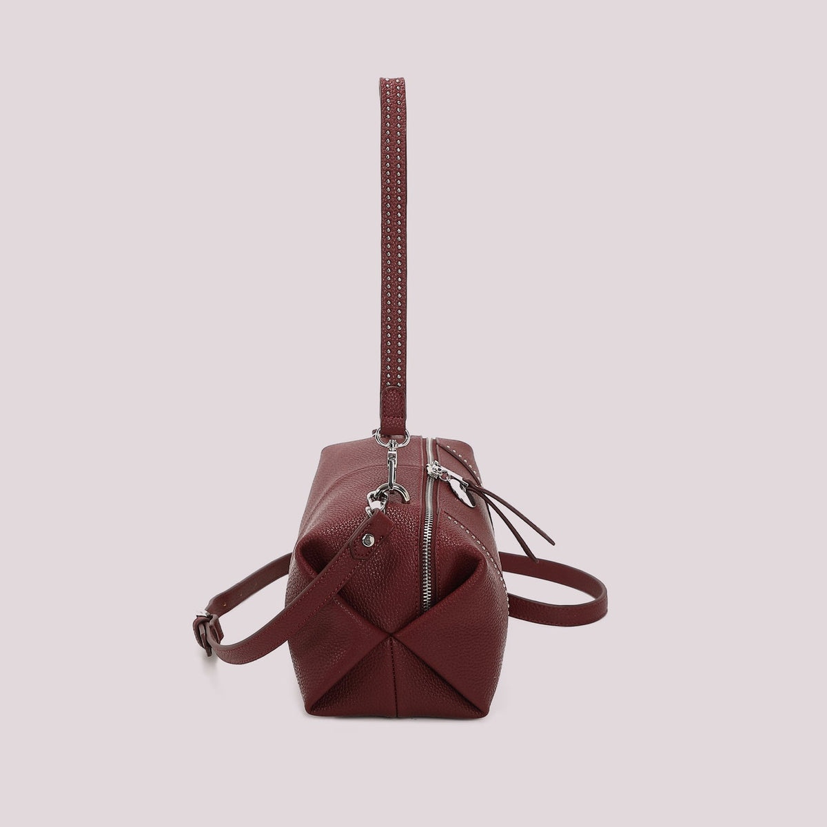Borsa a spalla e tracolla con borchie Mimì-Muà Burgundy
