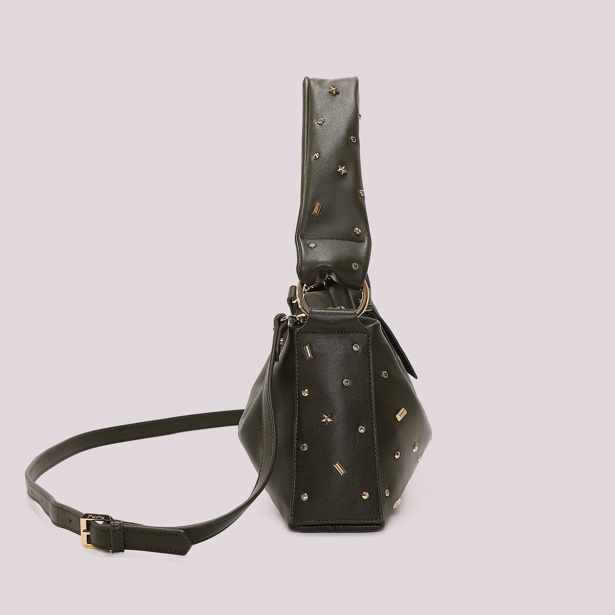 Borsa a spalla e tracolla con borchie Mimì-Muà Verde Militare