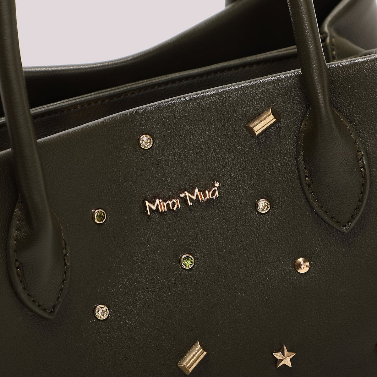 Borsa a Mano E tracolla Verde Militare con borchiette