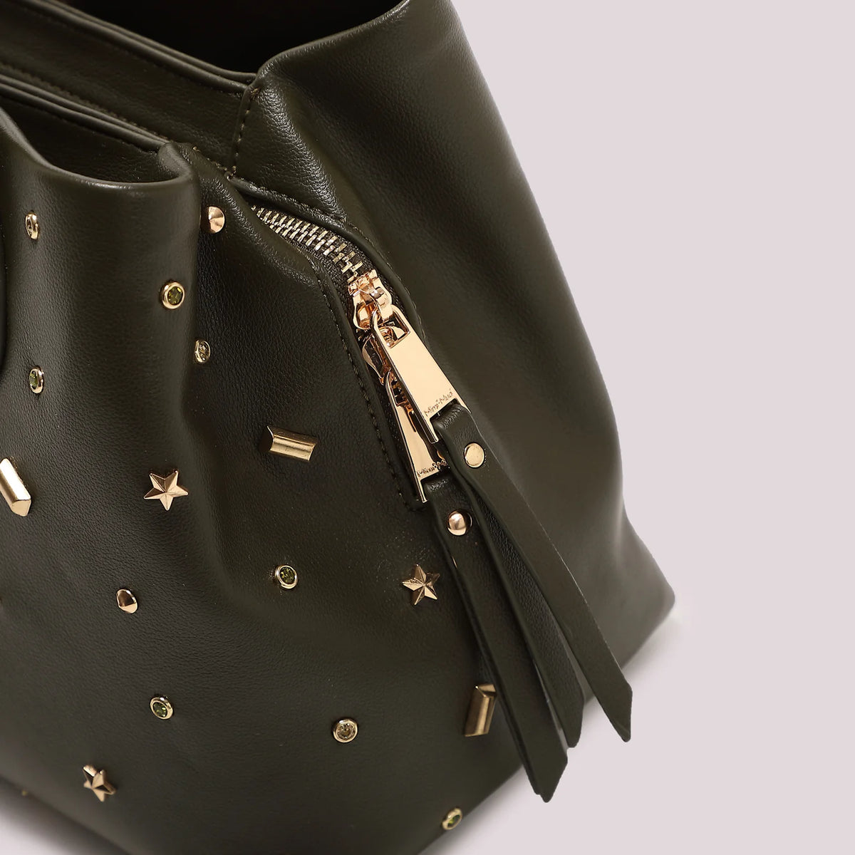 Borsa a Mano E tracolla Verde Militare con borchiette