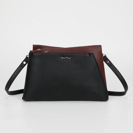 Borsa a Tracolla Bicolor Amaranto/nero