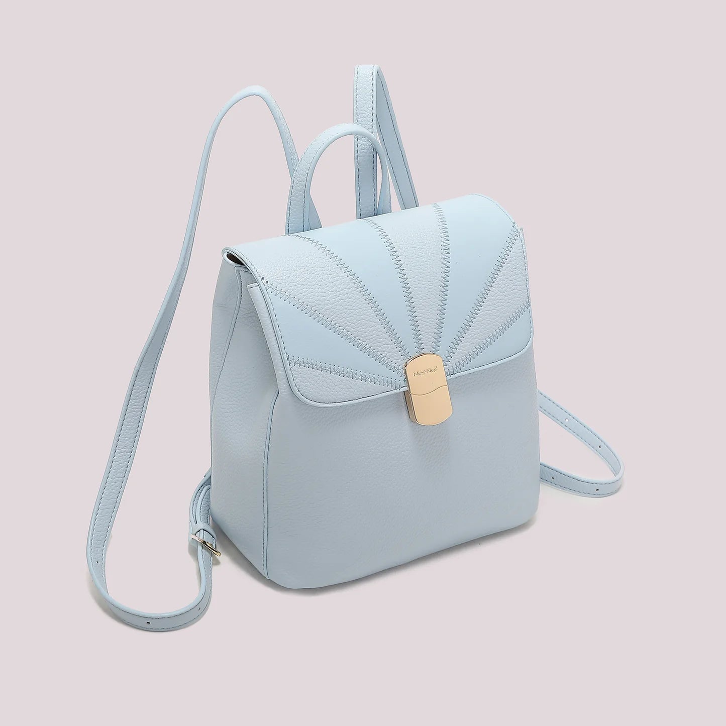 Zaino con patta Patchwork Azzurro