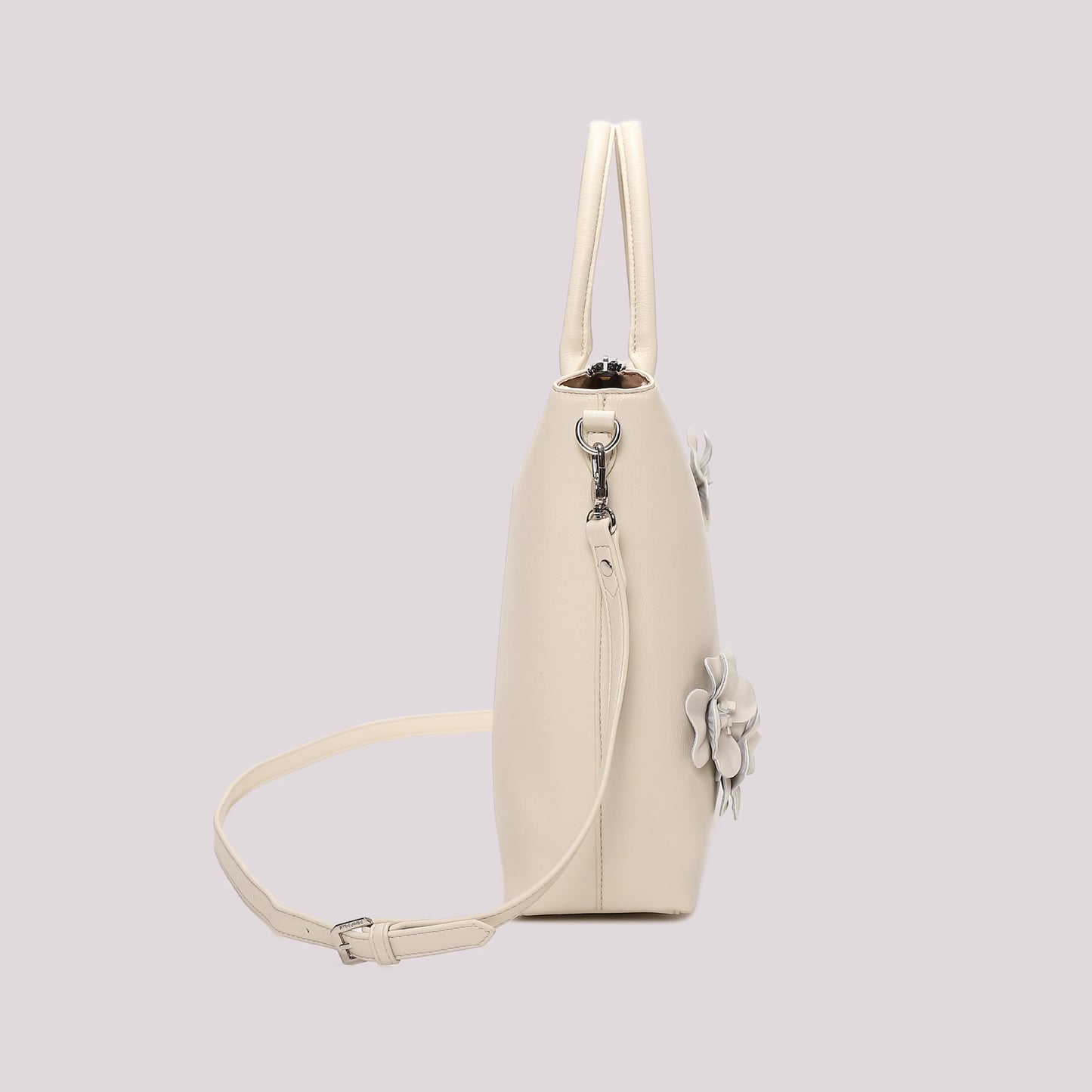 Shopper Con fiori Panna