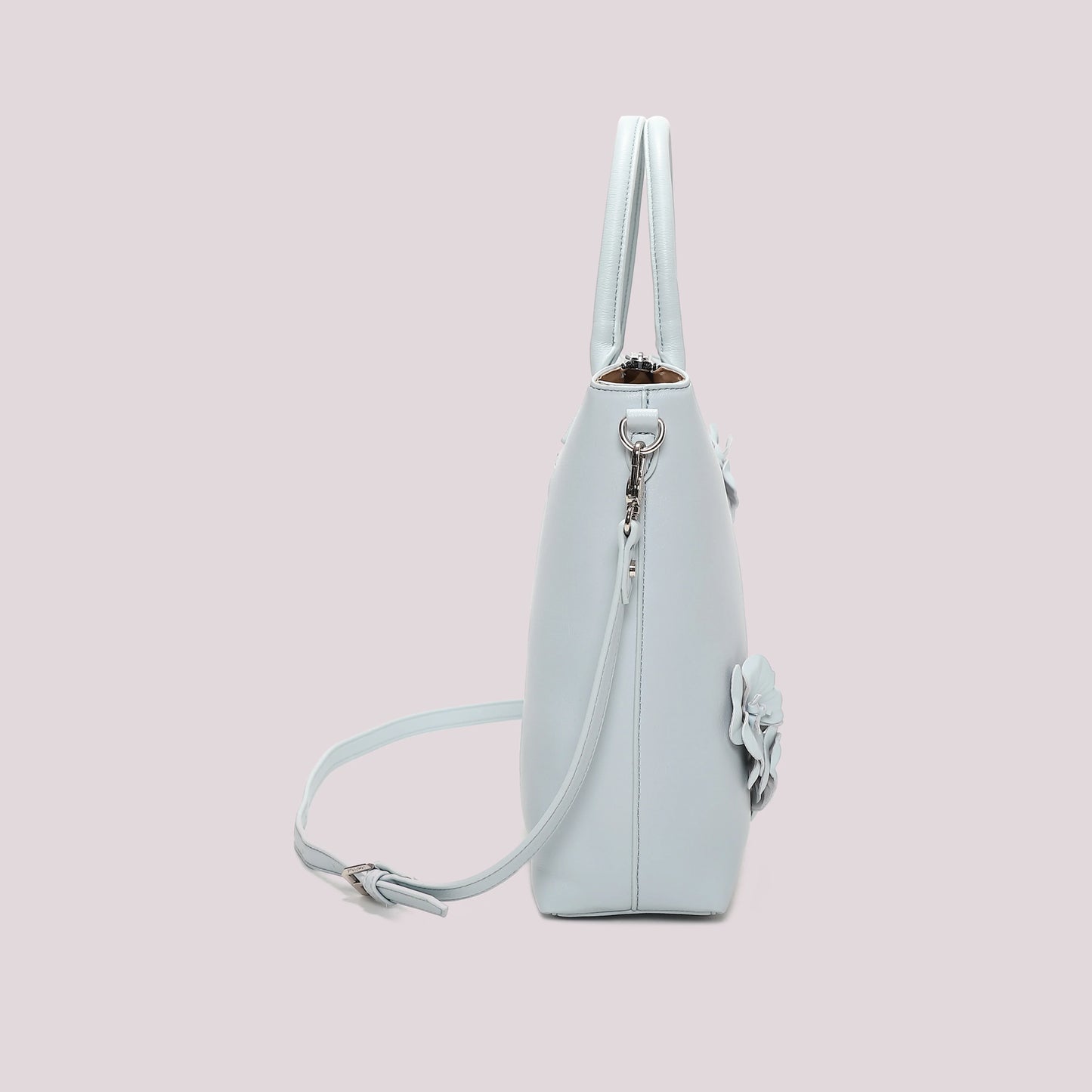 Borsa a Spalla Con Fiori Celeste