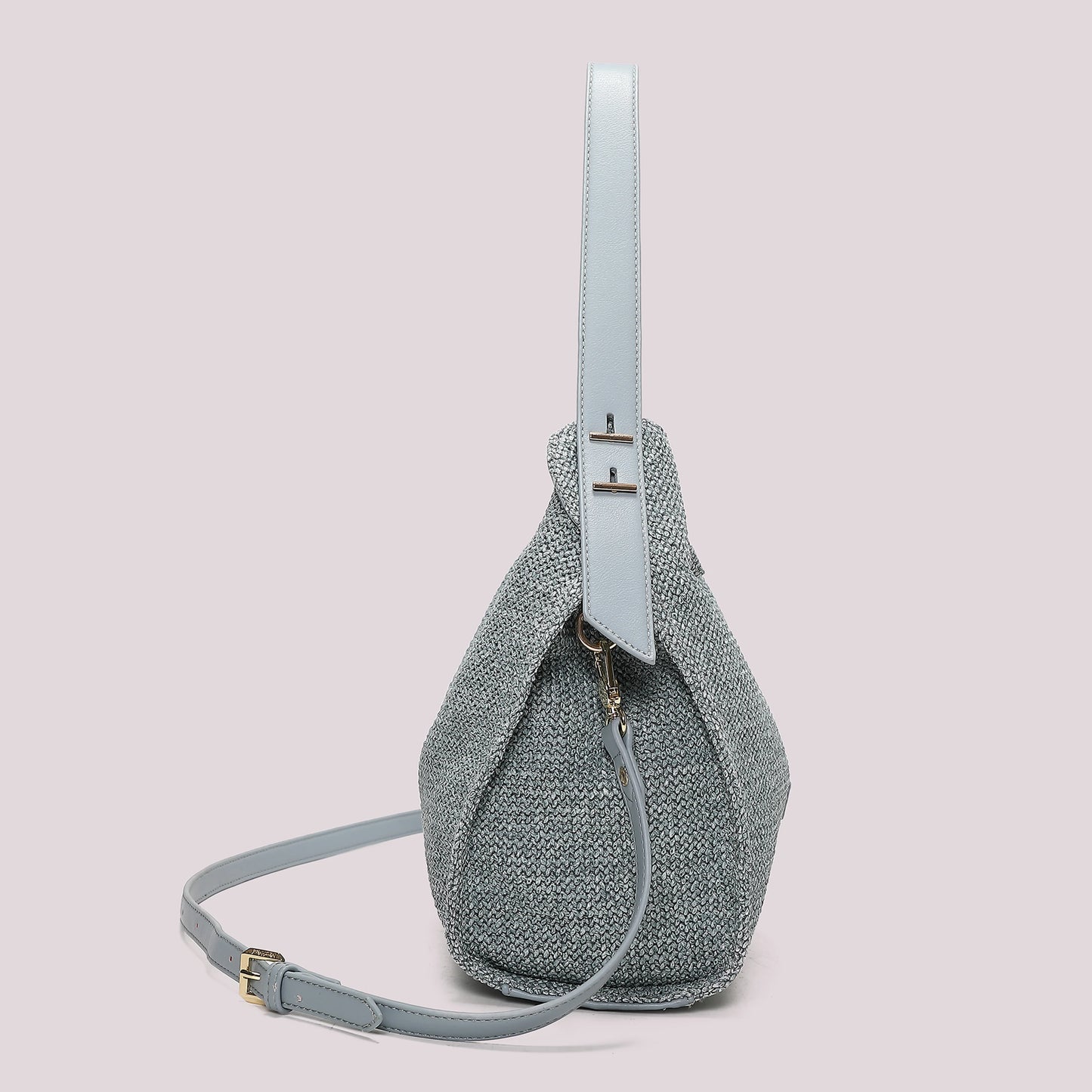 Borsa Hobo In paglia Celeste