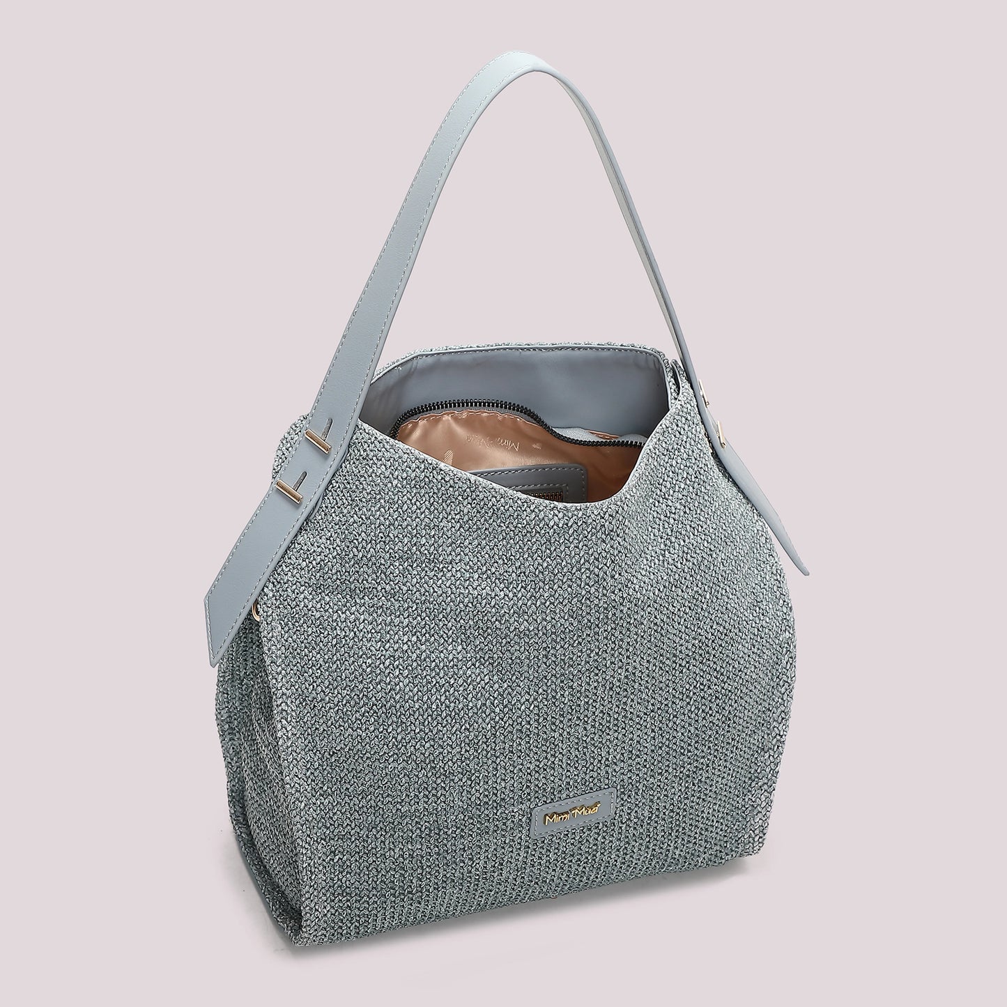 Borsa Hobo In paglia Celeste
