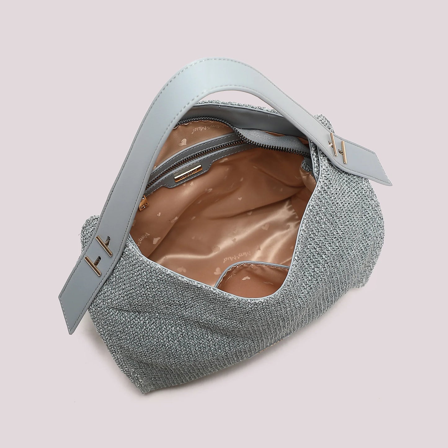 Borsa Hobo In paglia Celeste