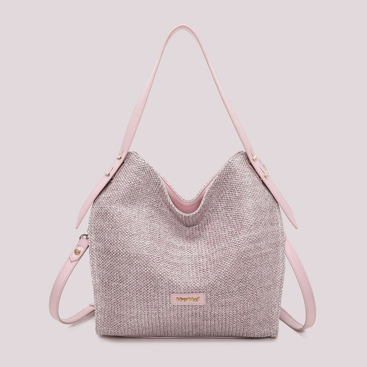 Borsa Hobo In Paglia Lilla