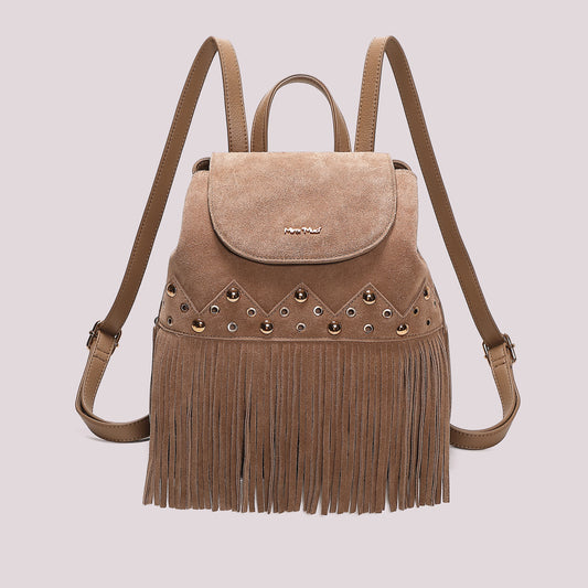 Zaino con frange e borchie Mimì-Muà Beige