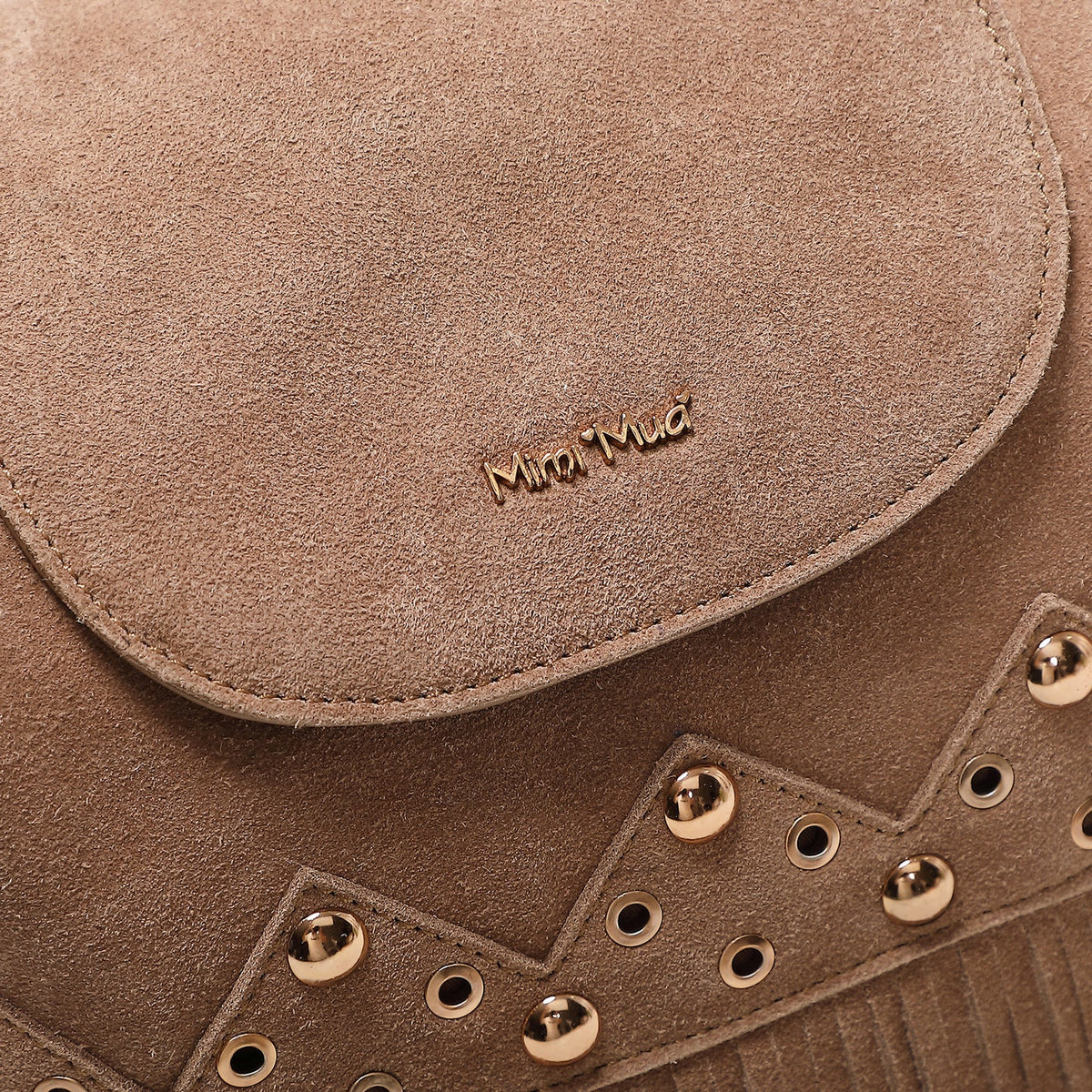 Zaino con frange e borchie Mimì-Muà Beige
