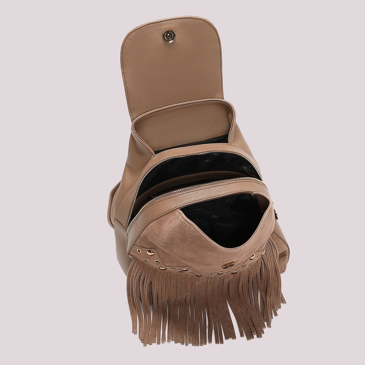 Zaino con frange e borchie Mimì-Muà Beige