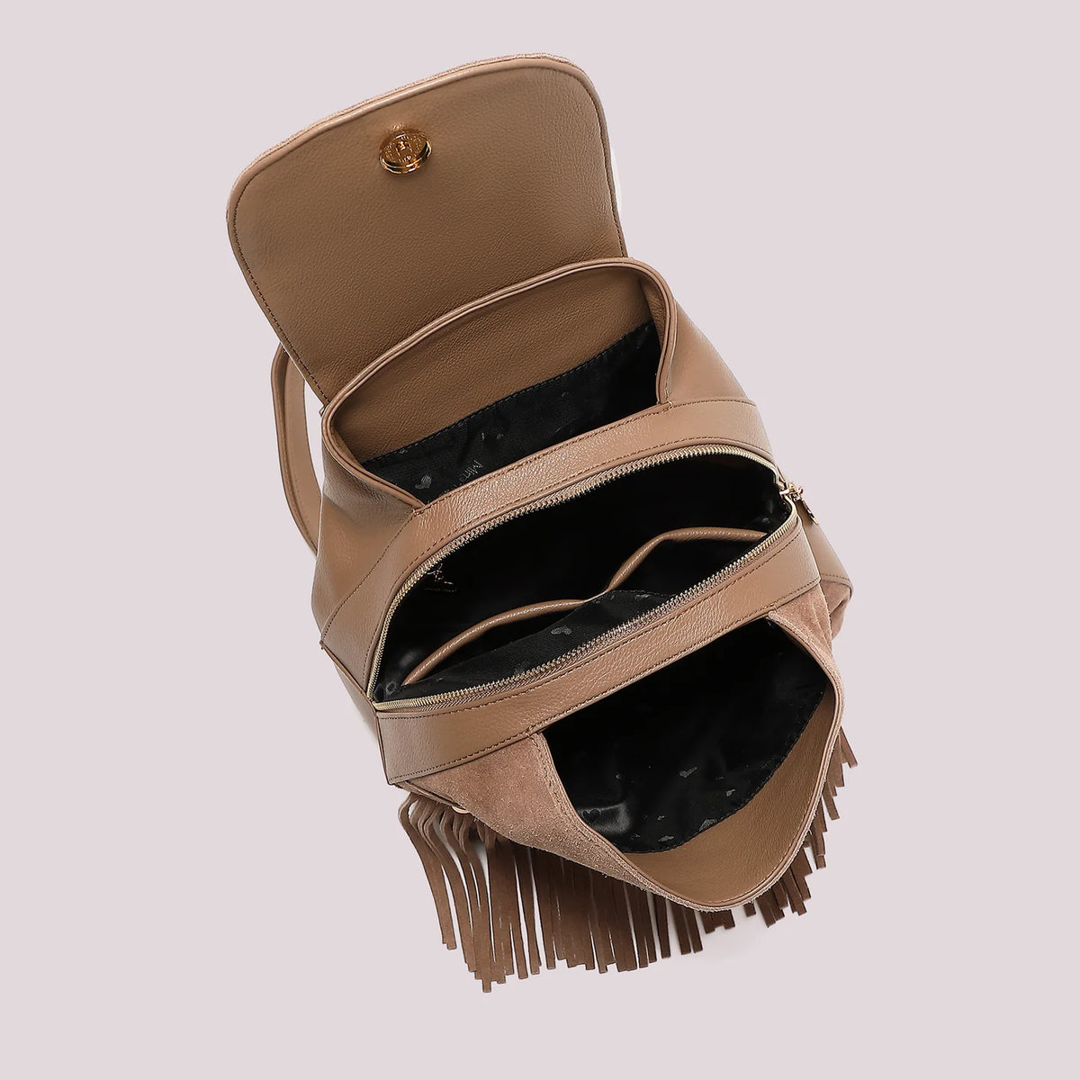 Zaino con frange e borchie Mimì-Muà Beige