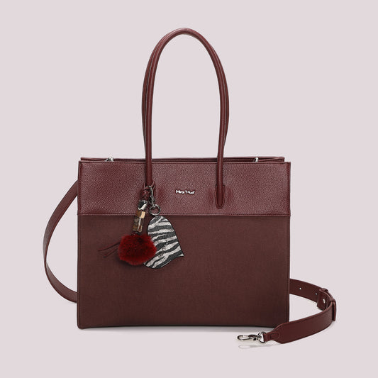 Borsa Tote con Charm e Cuore Prugna