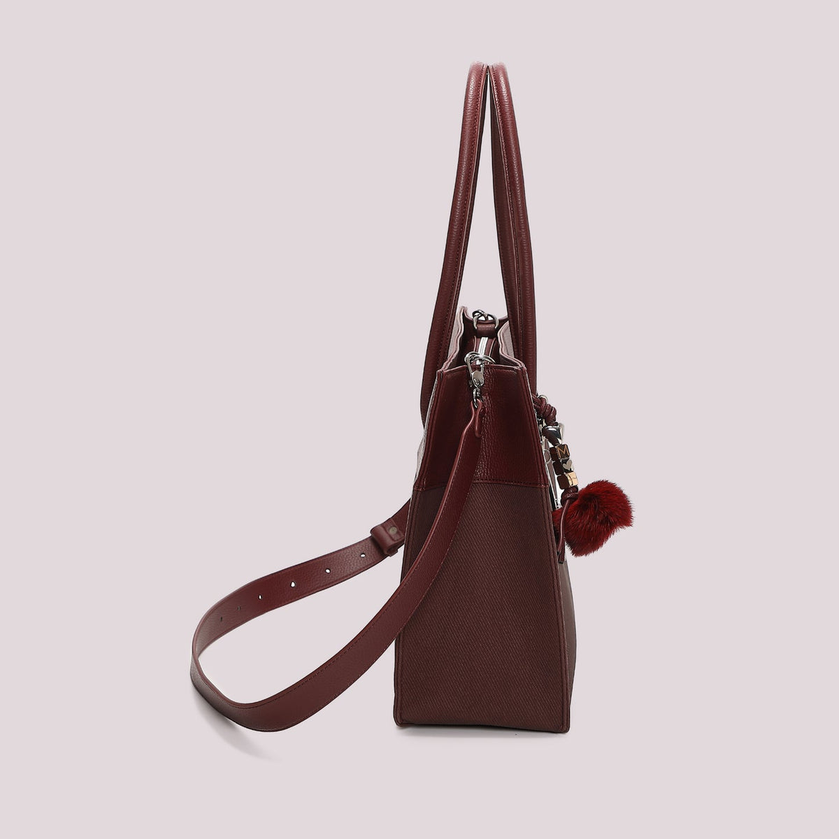 Borsa Tote con Charm e Cuore Prugna