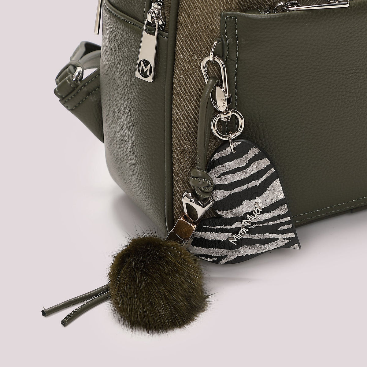 Zaino con charm Mimì-Muà Verde Militare