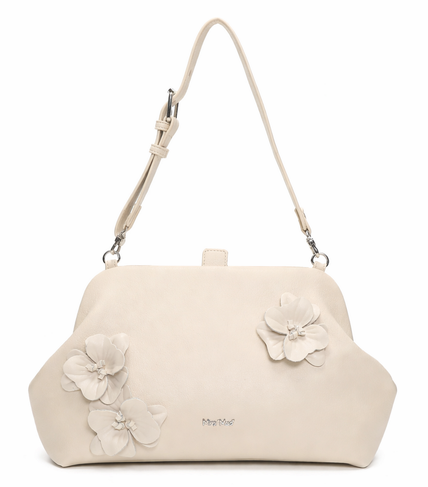 Borsa a Spalla Fiori Panna