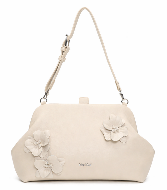 Borsa a Spalla Fiori Panna