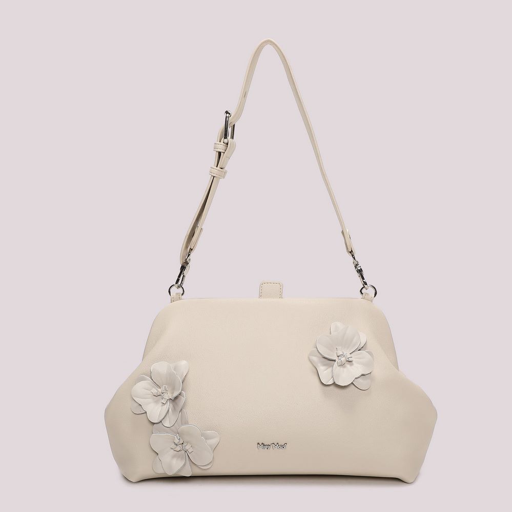 Borsa a Spalla Fiori Panna