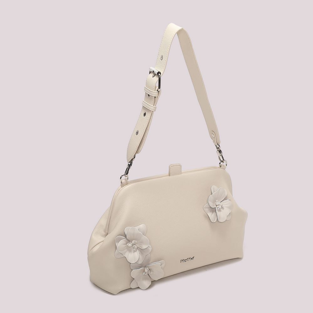 Borsa a Spalla Fiori Panna