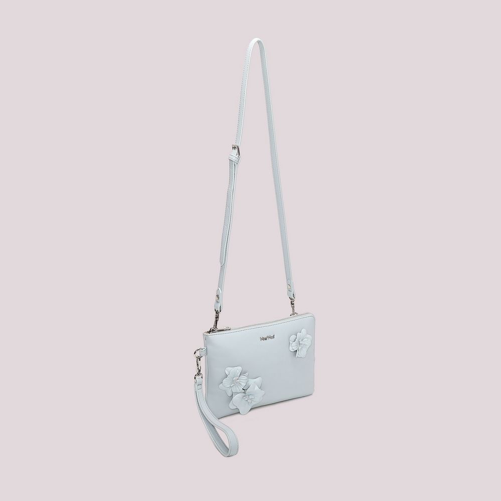 Borsa clutch a mano Mimì-Muà Celeste Fiori