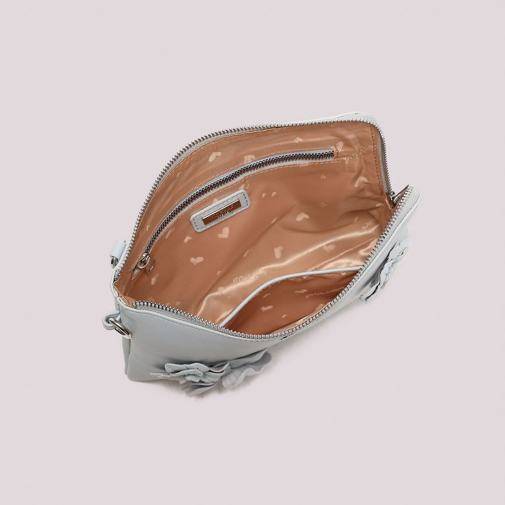Borsa clutch a mano Mimì-Muà Celeste Fiori