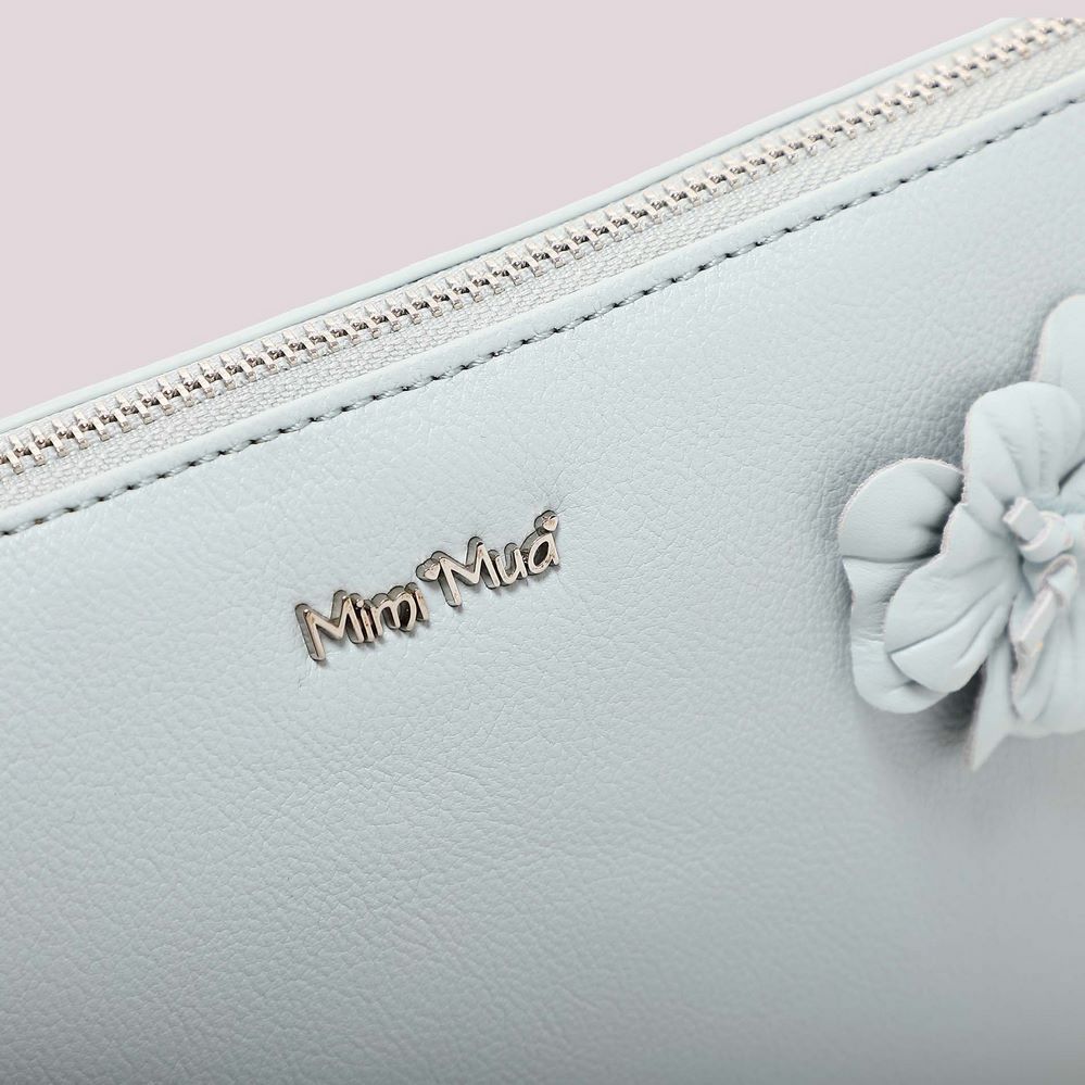 Borsa clutch a mano Mimì-Muà Celeste Fiori