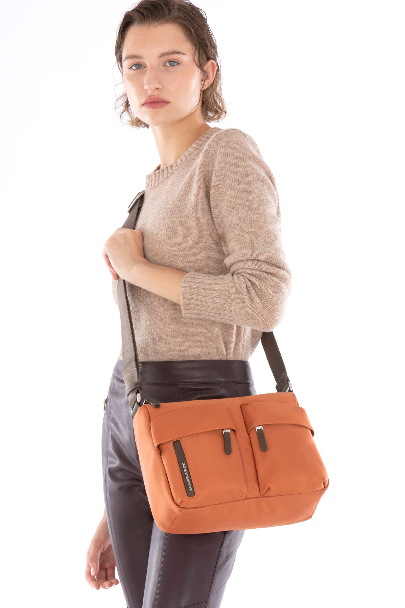 Borsa A Tracolla Media Doppia tasca Saddle Mandarina Duck