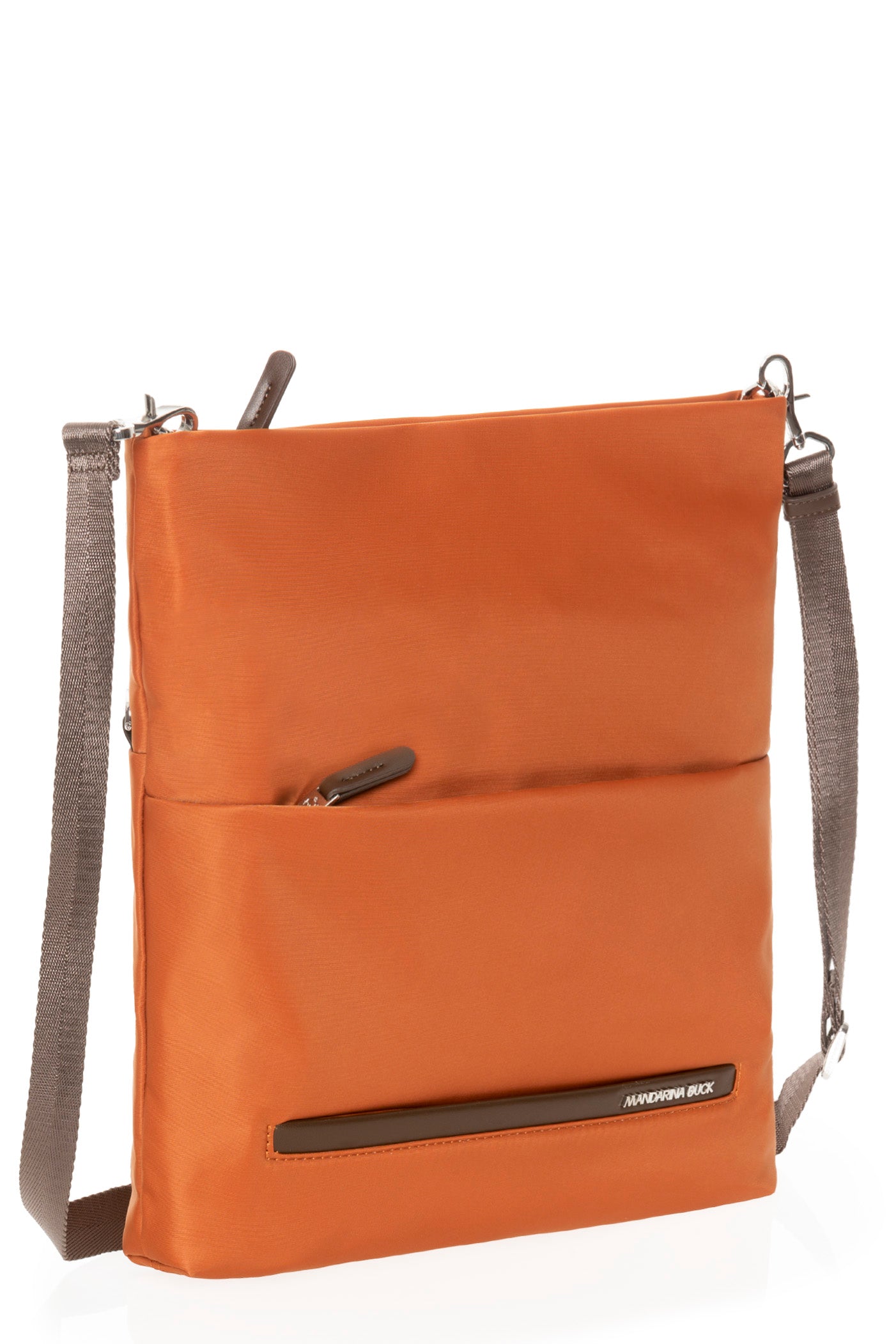 Borsa a Tracolla Piatta Saddle Mandarina